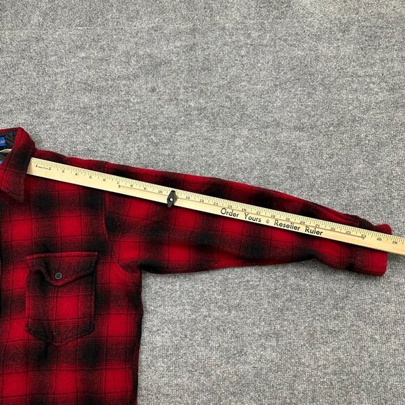 Pendleton Flannel Shirt Men's Large Red Black Plaid Wool Long Sleeve Button-Up - Picture 11 of 13